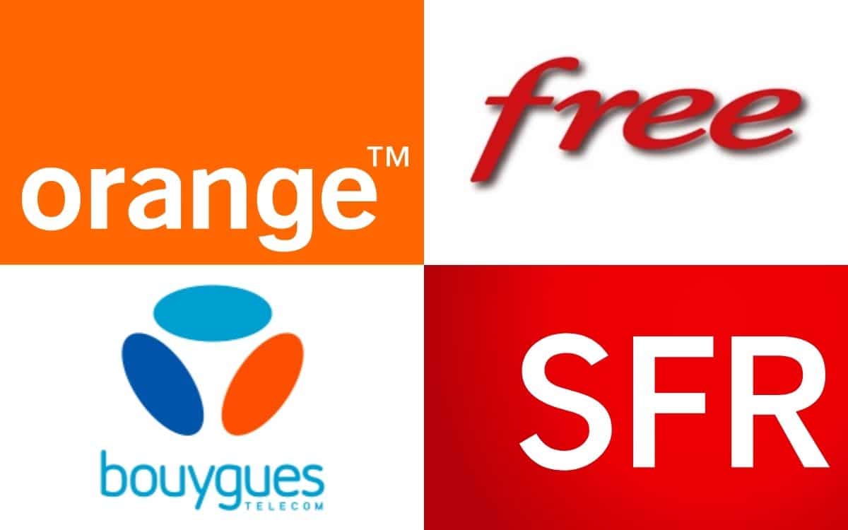 Logos des grands opérateurs Free, Orange, Bouygues et SFR.